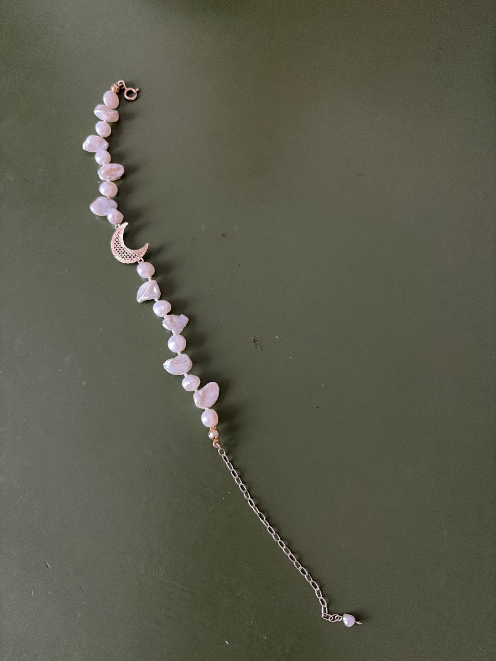 Pearl and gold moon bracelet